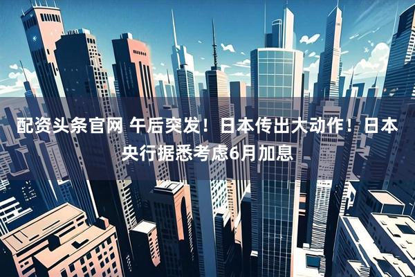 配资头条官网 午后突发！日本传出大动作！日本央行据悉考虑6月加息